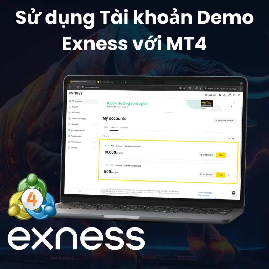 Tài khoản demo Exness MT4 với tiền ảo